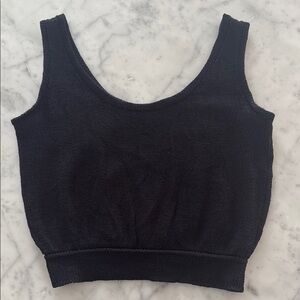 Vintage Wayne St John Black Knit Crop Tank Top